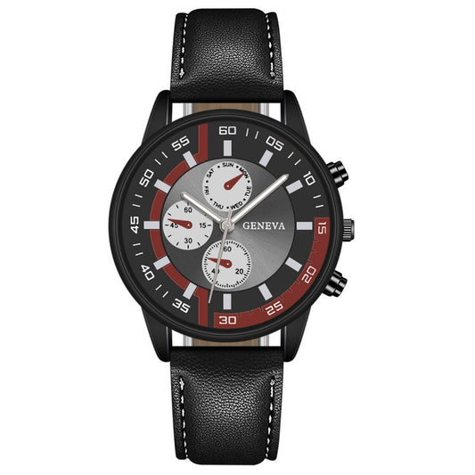 Men's Large Dial Quartz Watch – Fashion PU Band, Stylish & Durable Timepiece