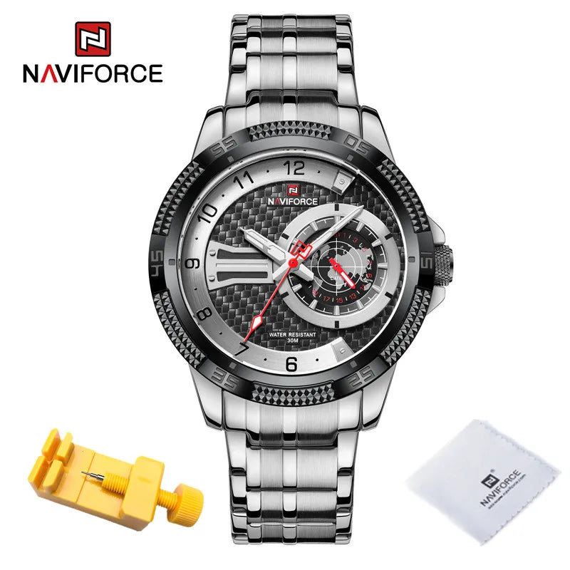 Men's Wristwatch Fashion Casual Stainless Steel Strap Waterproof Men Quartz Calendar Watches