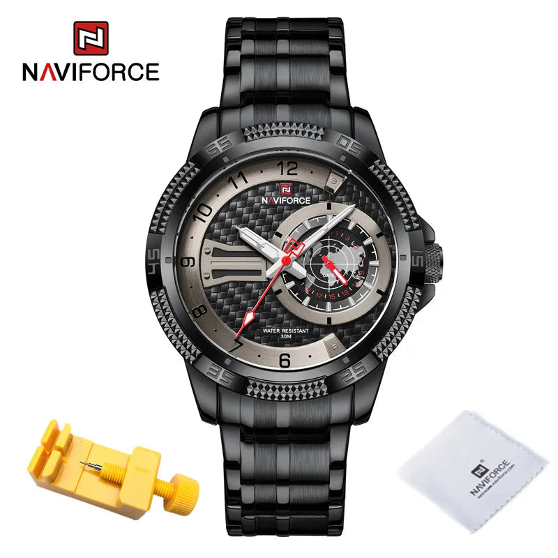 Men's Wristwatch Fashion Casual Stainless Steel Strap Waterproof Men Quartz Calendar Watches