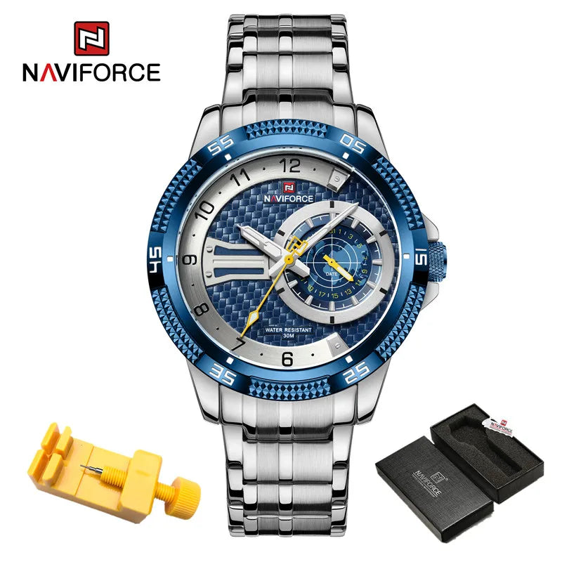 Men's Wristwatch Fashion Casual Stainless Steel Strap Waterproof Men Quartz Calendar Watches