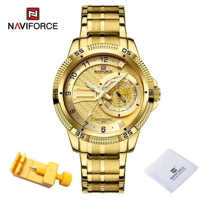 Men's Wristwatch Fashion Casual Stainless Steel Strap Waterproof Men Quartz Calendar Watches