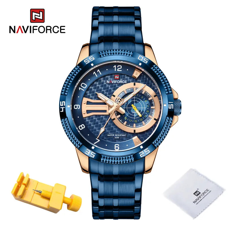 Men's Wristwatch Fashion Casual Stainless Steel Strap Waterproof Men Quartz Calendar Watches