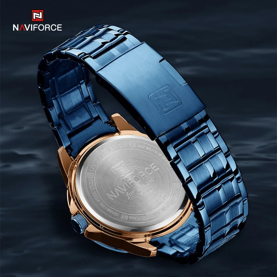 Men's Wristwatch Fashion Casual Stainless Steel Strap Waterproof Men Quartz Calendar Watches