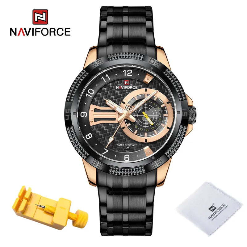 Men's Wristwatch Fashion Casual Stainless Steel Strap Waterproof Men Quartz Calendar Watches