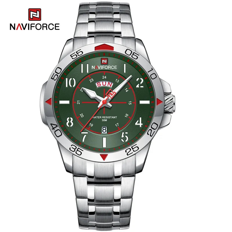 Navi force New Design Sport Watches for Men Fashion Waterproof Stainless Steel Quartz Wristwatch