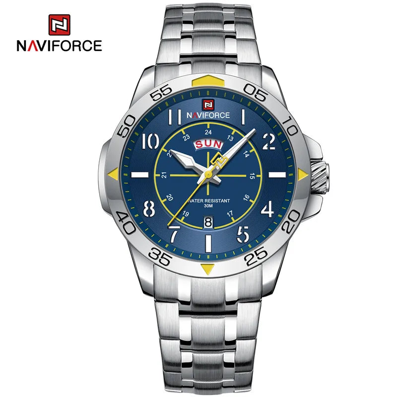 Navi force New Design Sport Watches for Men Fashion Waterproof Stainless Steel Quartz Wristwatch