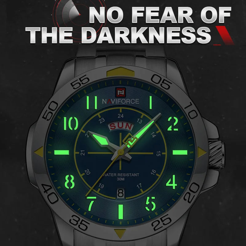 Navi force New Design Sport Watches for Men Fashion Waterproof Stainless Steel Quartz Wristwatch