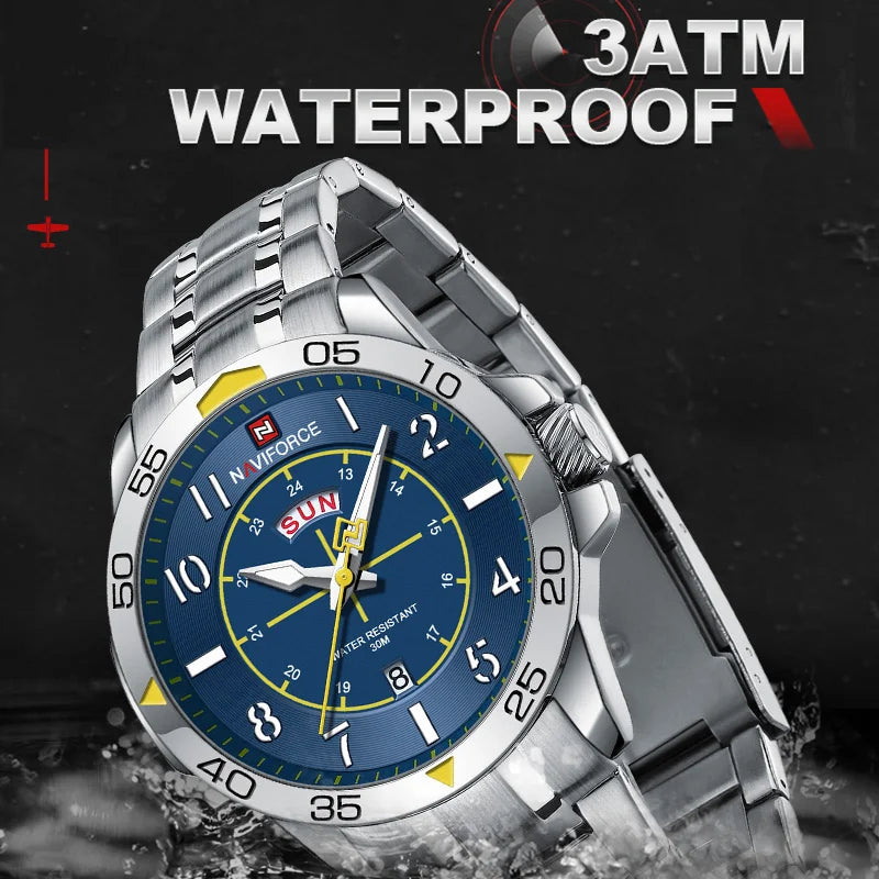 Navi force New Design Sport Watches for Men Fashion Waterproof Stainless Steel Quartz Wristwatch