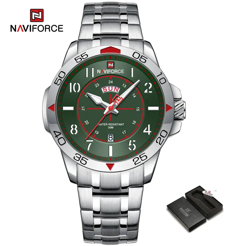 Navi force New Design Sport Watches for Men Fashion Waterproof Stainless Steel Quartz Wristwatch