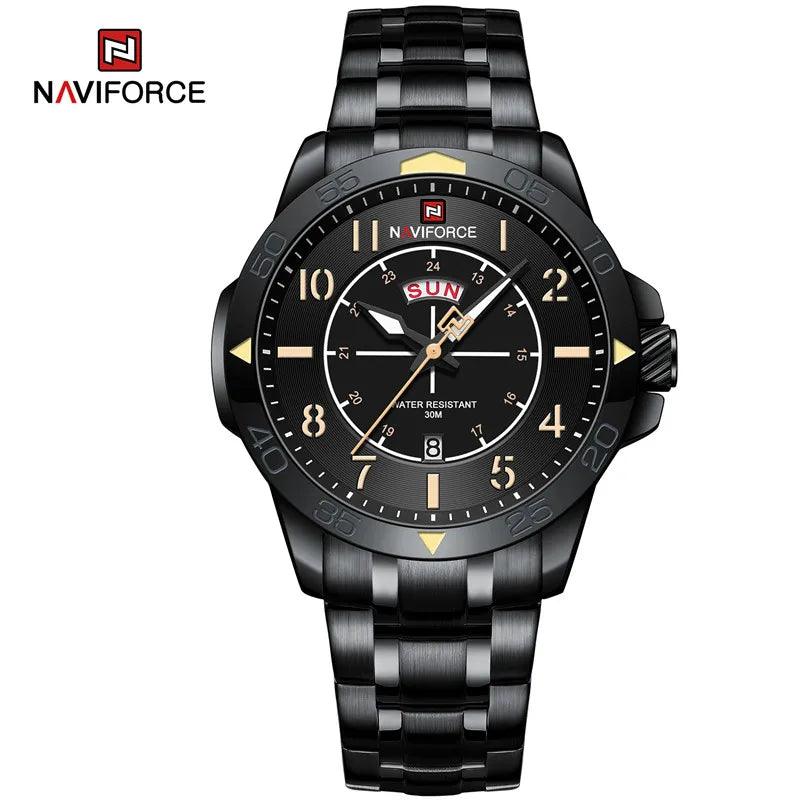 Navi force New Design Sport Watches for Men Fashion Waterproof Stainless Steel Quartz Wristwatch