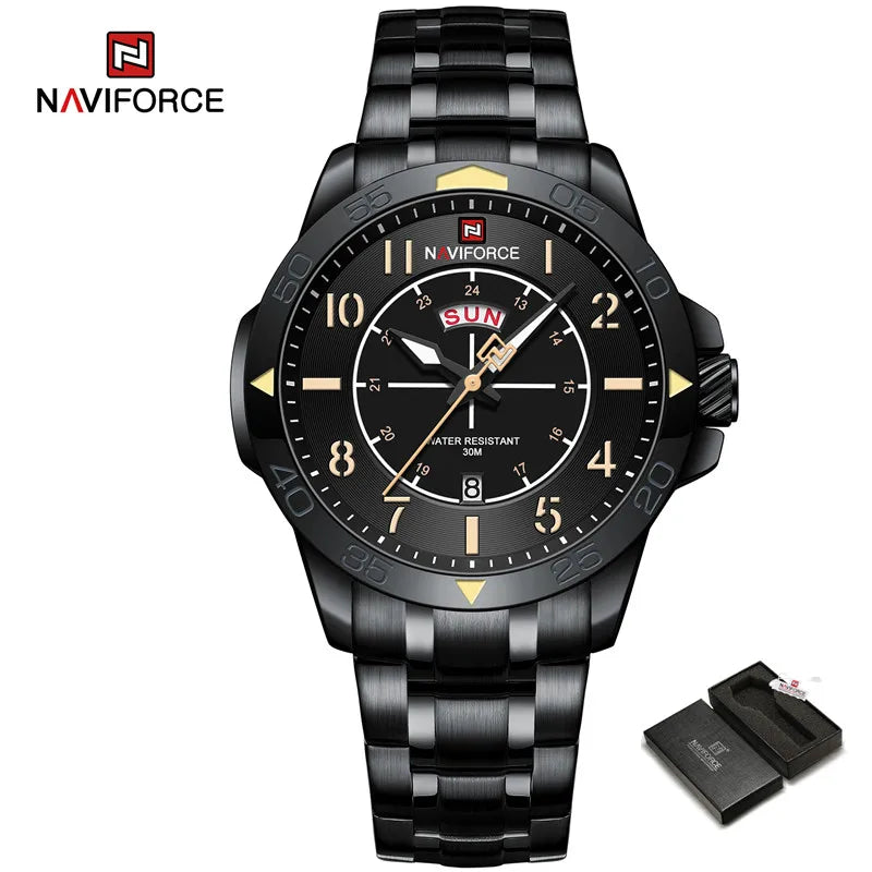 Navi force New Design Sport Watches for Men Fashion Waterproof Stainless Steel Quartz Wristwatch