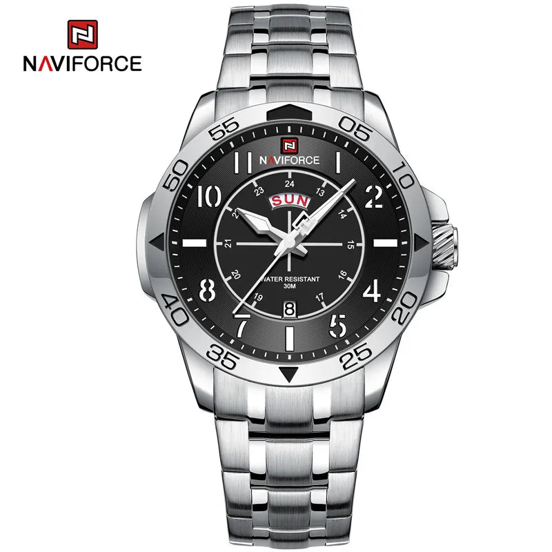 Navi force New Design Sport Watches for Men Fashion Waterproof Stainless Steel Quartz Wristwatch