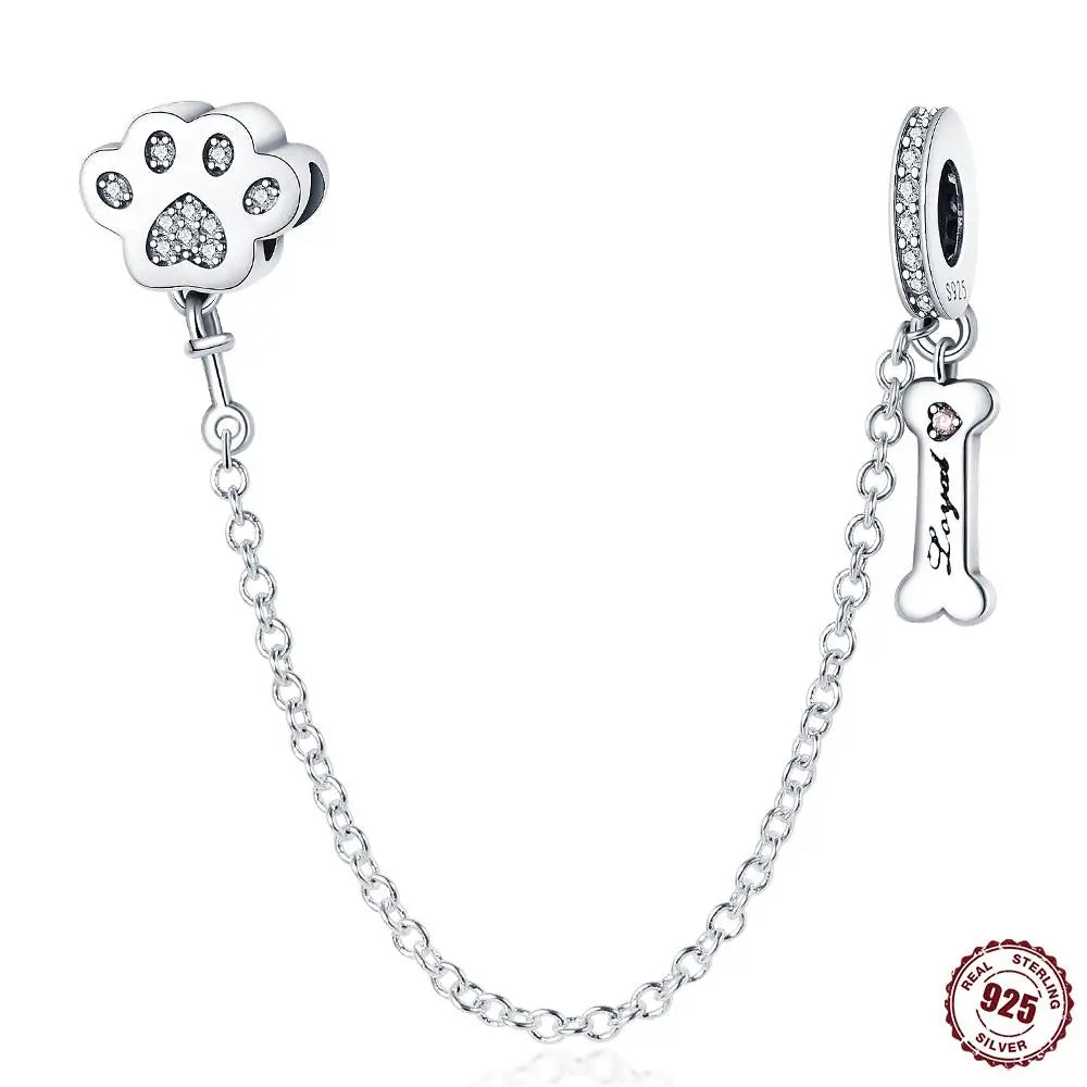 925 Sterling Silver Safety Chain Charm Fits Bracelets Women Jewellery Gift