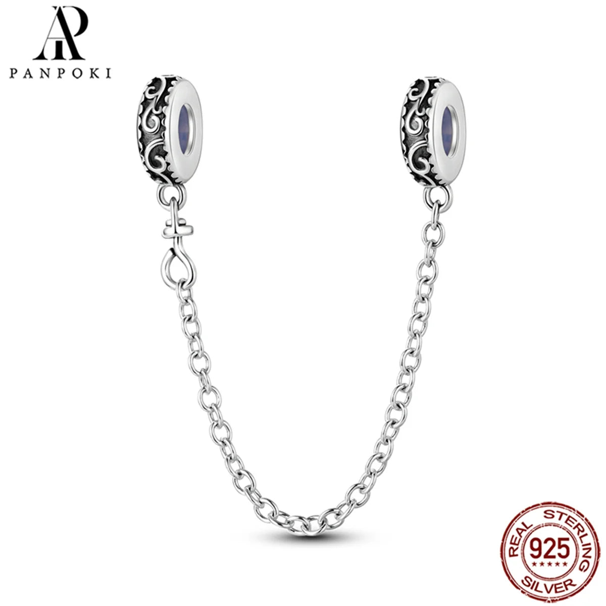 925 Sterling Silver Safety Chain Charm Fits Bracelets Women Jewellery Gift