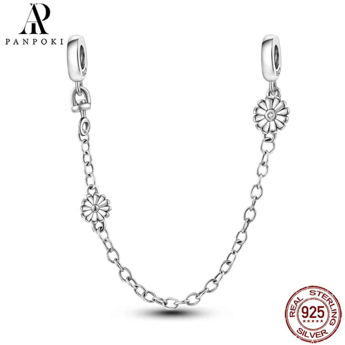 925 Sterling Silver Safety Chain Charm Fits Bracelets Women Jewellery Gift