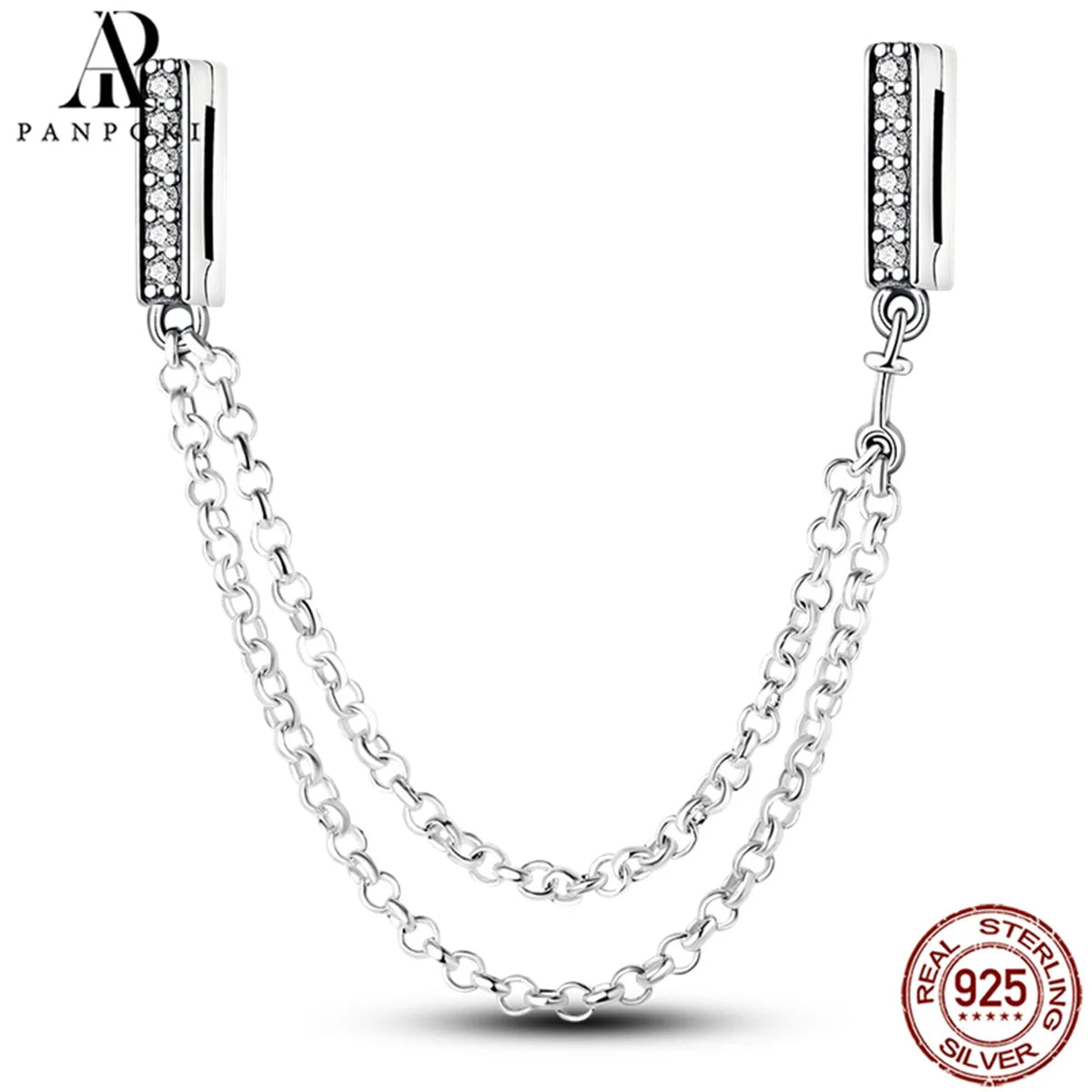 925 Sterling Silver Safety Chain Charm Fits Bracelets Women Jewellery Gift