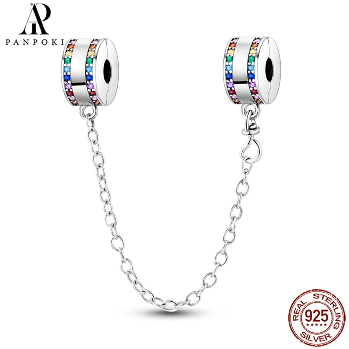 925 Sterling Silver Safety Chain Charm Fits Bracelets Women Jewellery Gift