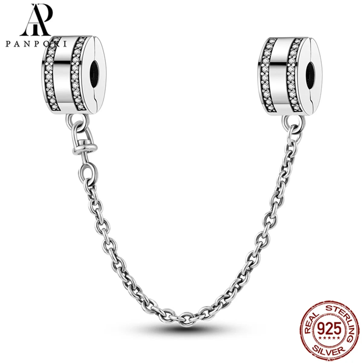 925 Sterling Silver Safety Chain Charm Fits Bracelets Women Jewellery Gift