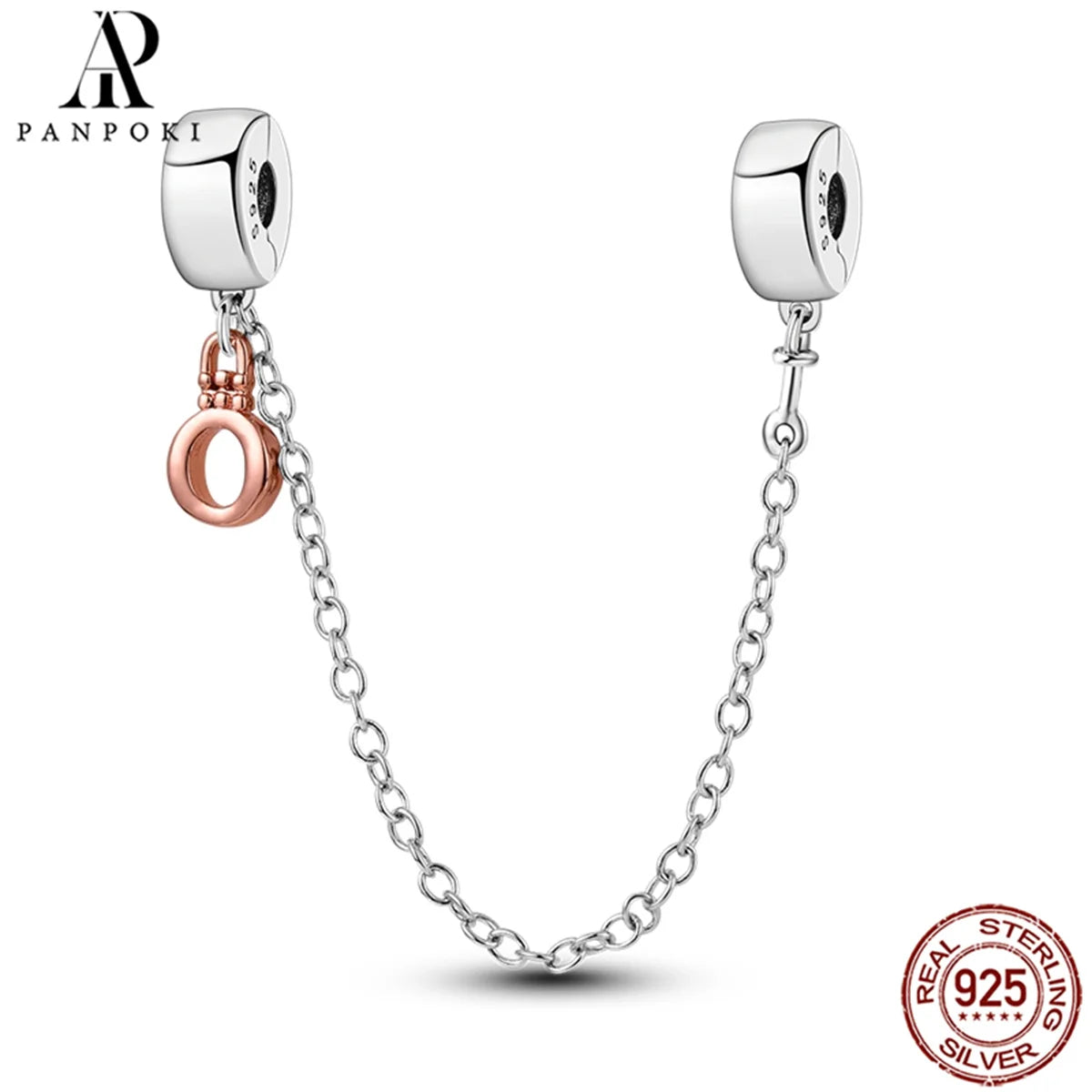 925 Sterling Silver Safety Chain Charm Fits Bracelets Women Jewellery Gift