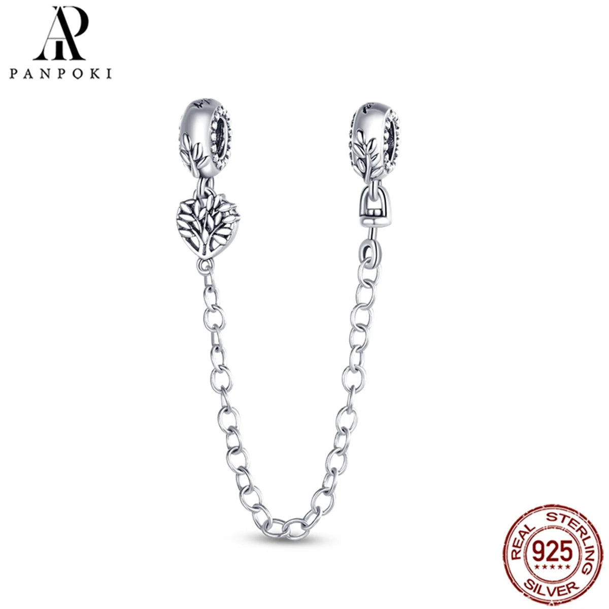 925 Sterling Silver Safety Chain Charm Fits Bracelets Women Jewellery Gift