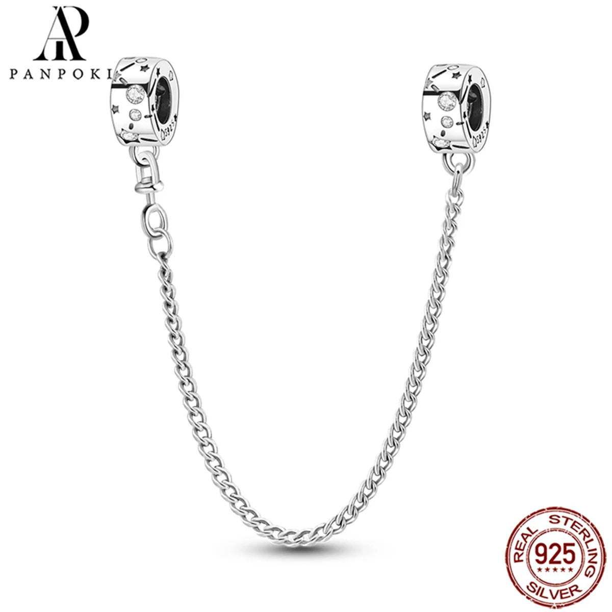 925 Sterling Silver Safety Chain Charm Fits Bracelets Women Jewellery Gift