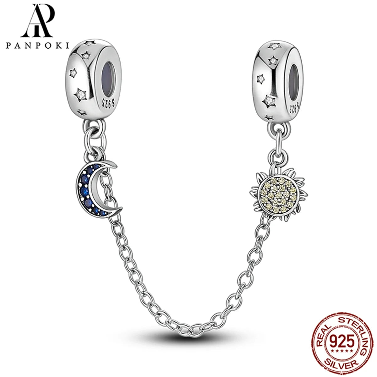 925 Sterling Silver Safety Chain Charm Fits Bracelets Women Jewellery Gift