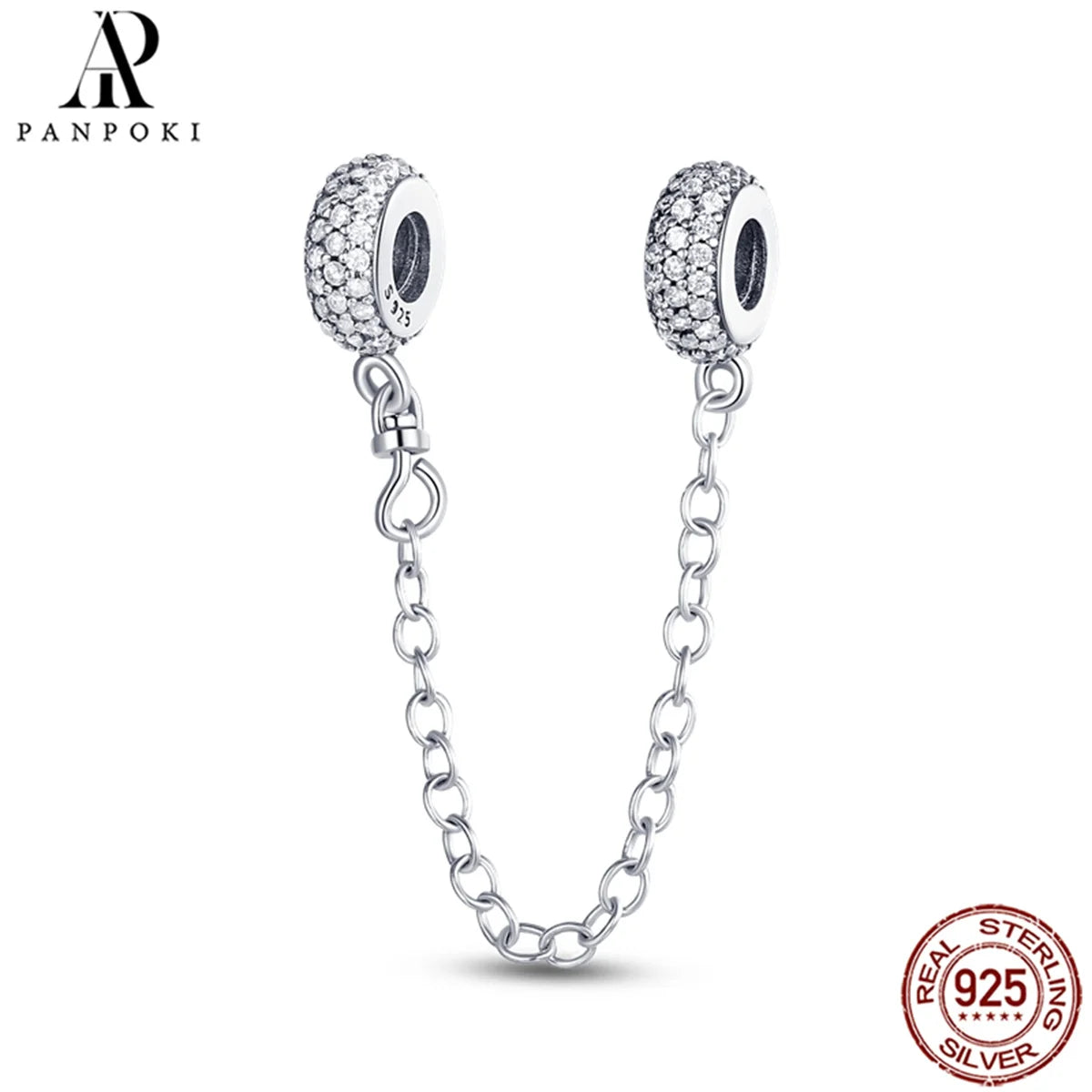 925 Sterling Silver Safety Chain Charm Fits Bracelets Women Jewellery Gift