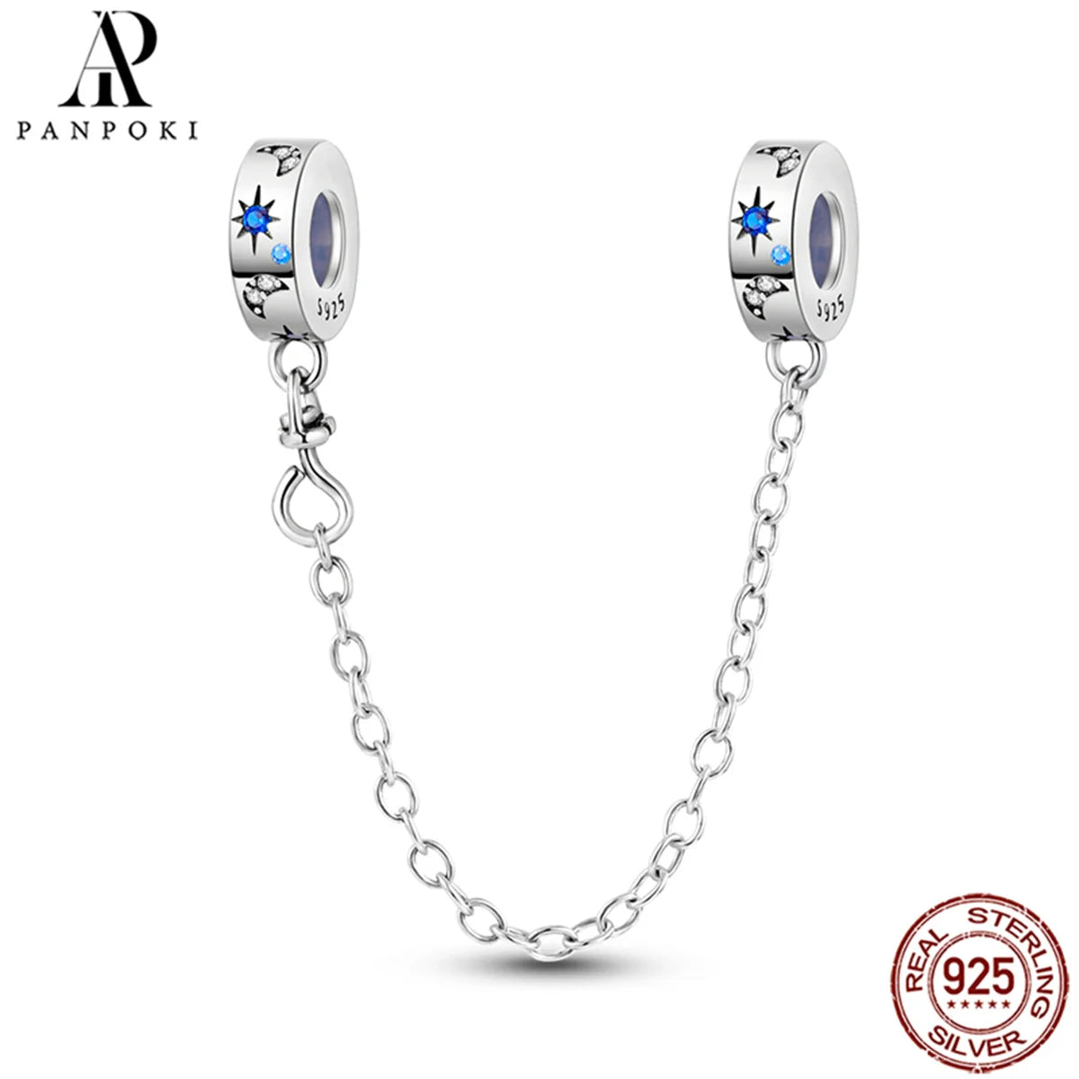 925 Sterling Silver Safety Chain Charm Fits Bracelets Women Jewellery Gift