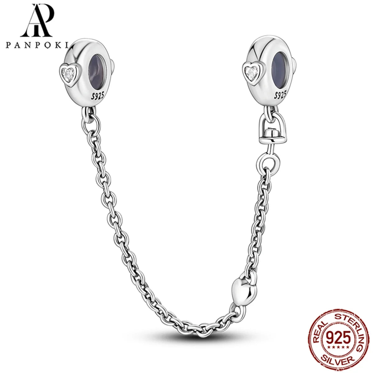 925 Sterling Silver Safety Chain Charm Fits Bracelets Women Jewellery Gift