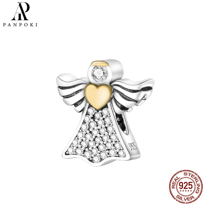 Cute Angel Zircon Pendant 925 Silver Charms Fit DIY Bracelet Necklace Jewelry