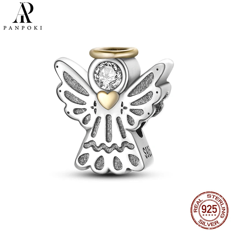 Cute Angel Zircon Pendant 925 Silver Charms Fit DIY Bracelet Necklace Jewelry