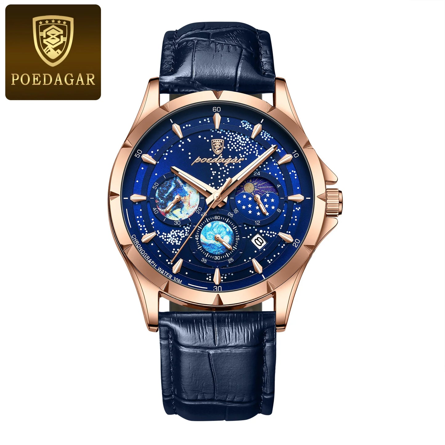 POEDAGAR Casual Man Wristwatch Luxury Waterproof Luminous Date Men Watch Chronograph Stainless Steel Men's Quartz Watches Clock