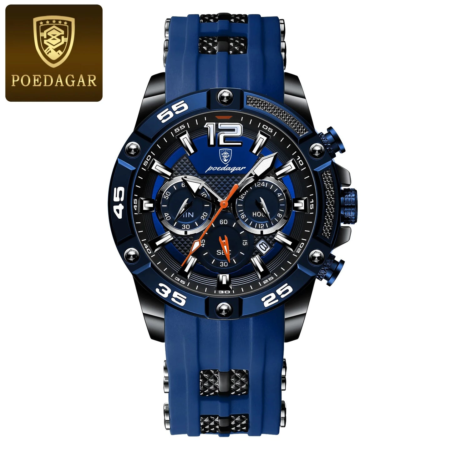 POEDAGAR Casual Men Watch Luxury Waterproof Luminous Chronograph Date Man Wristwatch Military Quartz Men's Watches High Quality