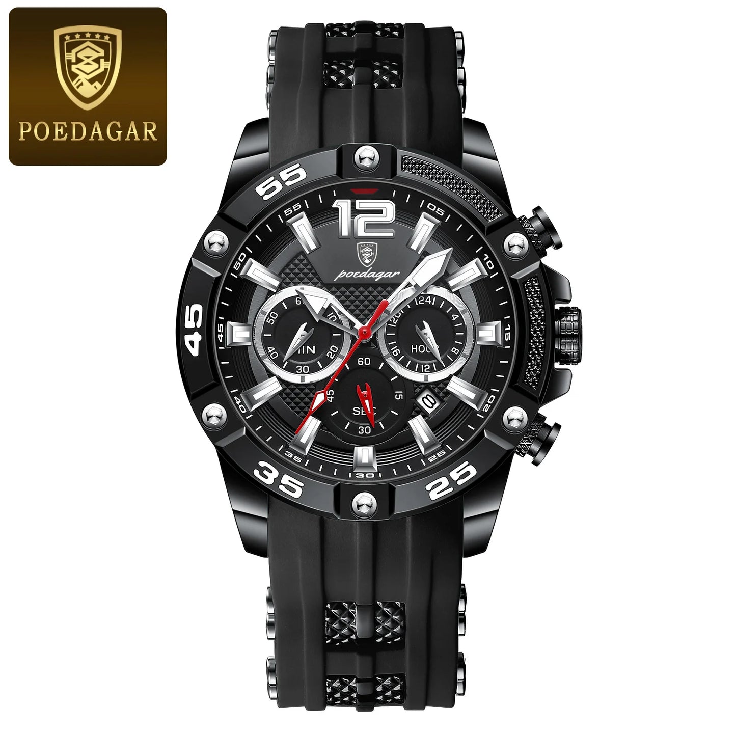 POEDAGAR Casual Men Watch Luxury Waterproof Luminous Chronograph Date Man Wristwatch Military Quartz Men's Watches High Quality