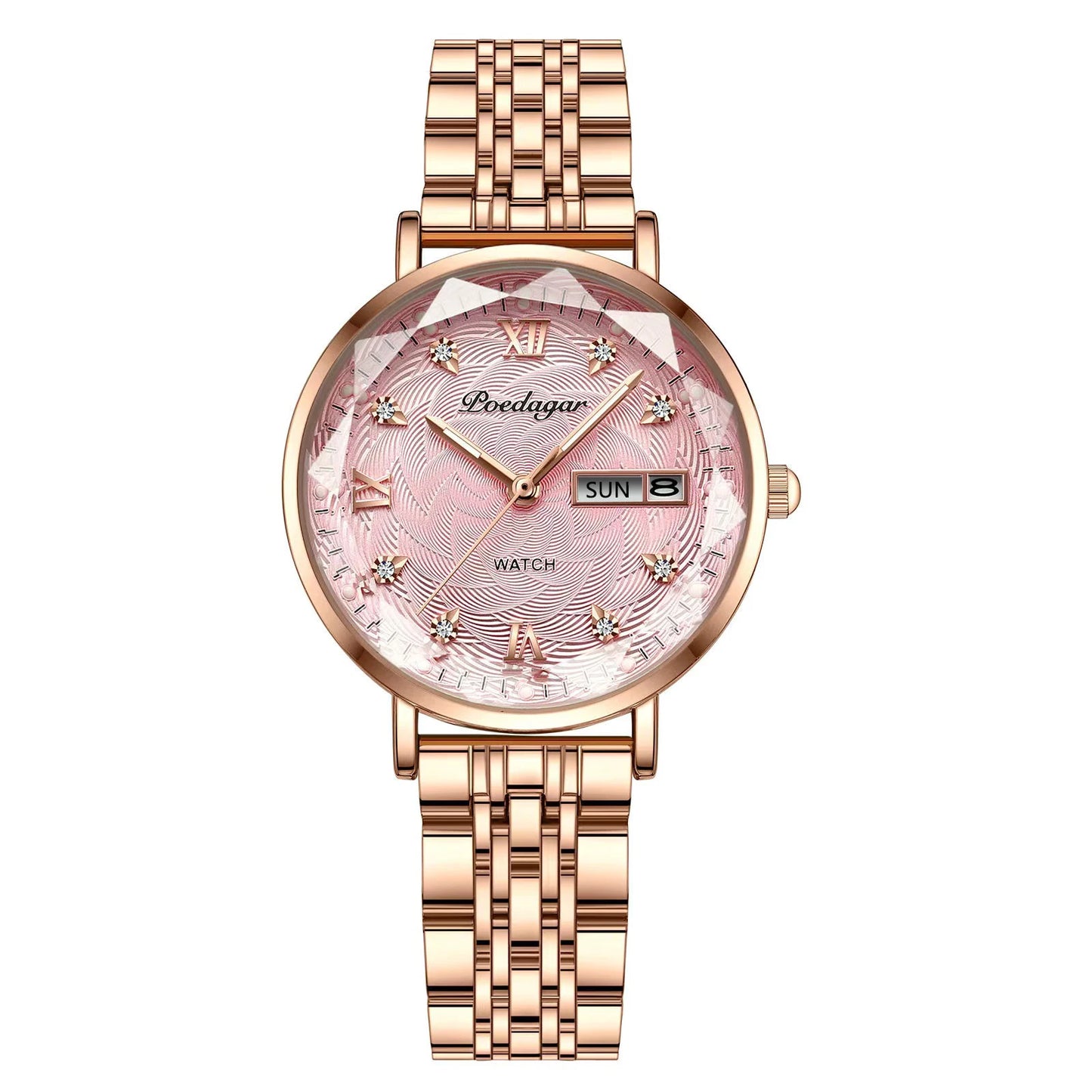 POEDAGAR Fashion Dress Watch Luxury Elegant Waterproof Luminous Date Week Quartz Women's Watches Gift Casual relojes para mujer