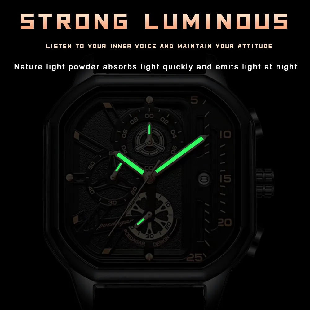 POEDAGAR Fashion Quartz Men Watches Top Brand Waterproof Luminous Chronograph Sports Watch Relogio Masculino reloj High Quality