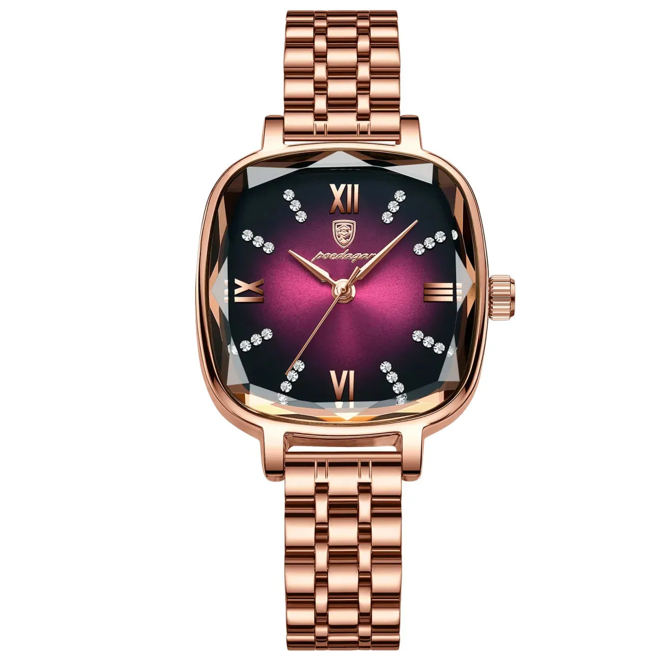 POEDAGAR High Quality Luxury Women Watch Stainless Steel Square Waterproof Quartz Ladies Wristwatches Dress Elegant Femme Clocks