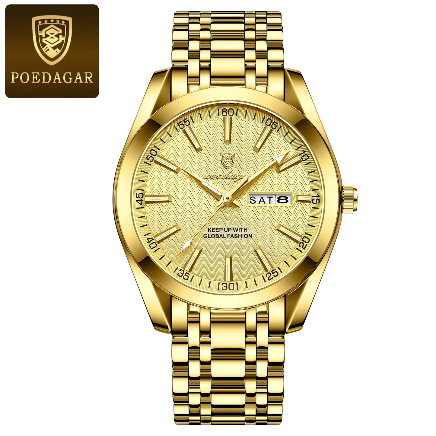 POEDAGAR Luxury Business Man Watch for Men Waterproof Luminous Stainless Steel Date Week Men's Quartz Watches High Quality Reloj