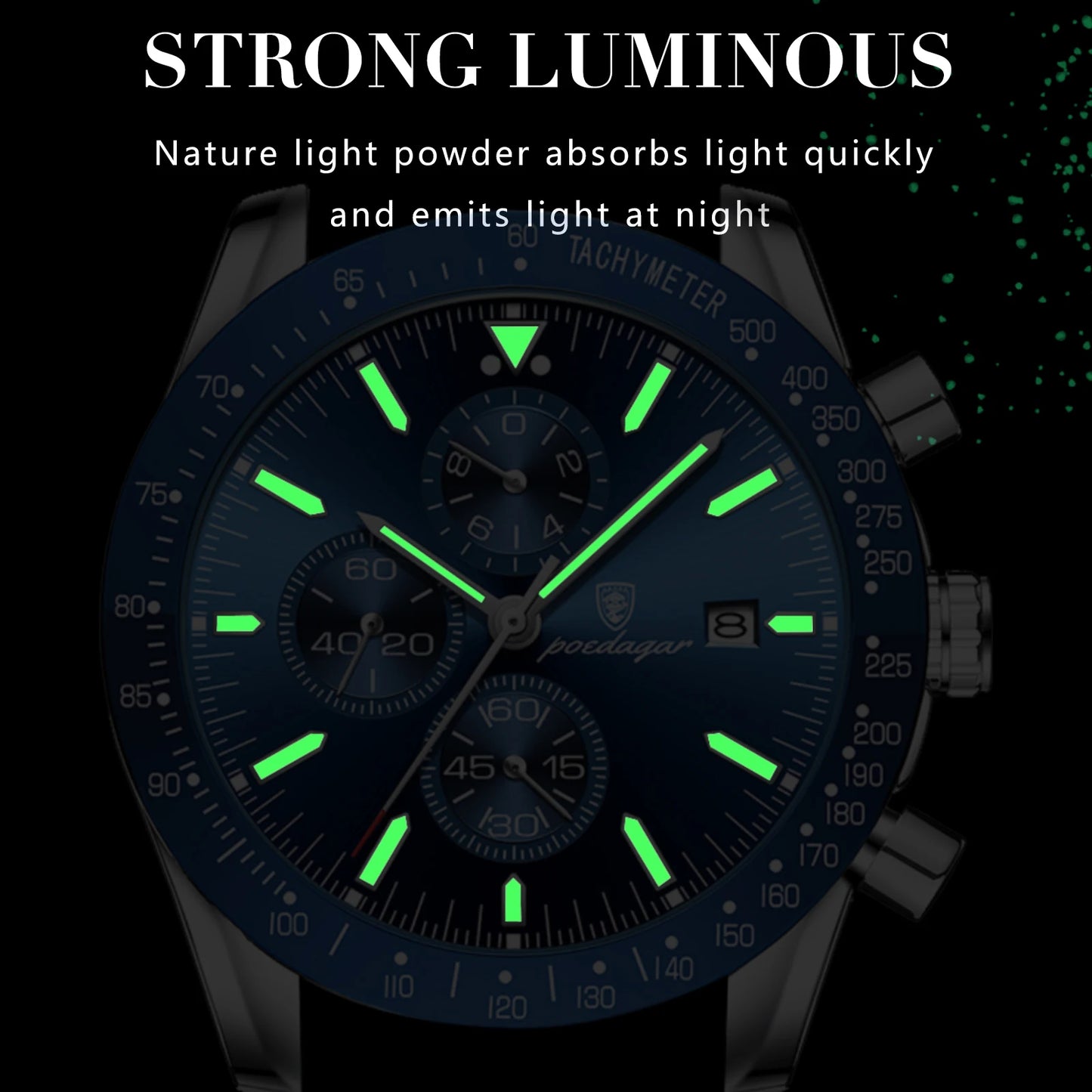 POEDAGAR Luxury Men Watch High Quality Fashion Chronograph Waterproof Luminous Date Stainless Steel Quartz Watch Man Clock Reloj