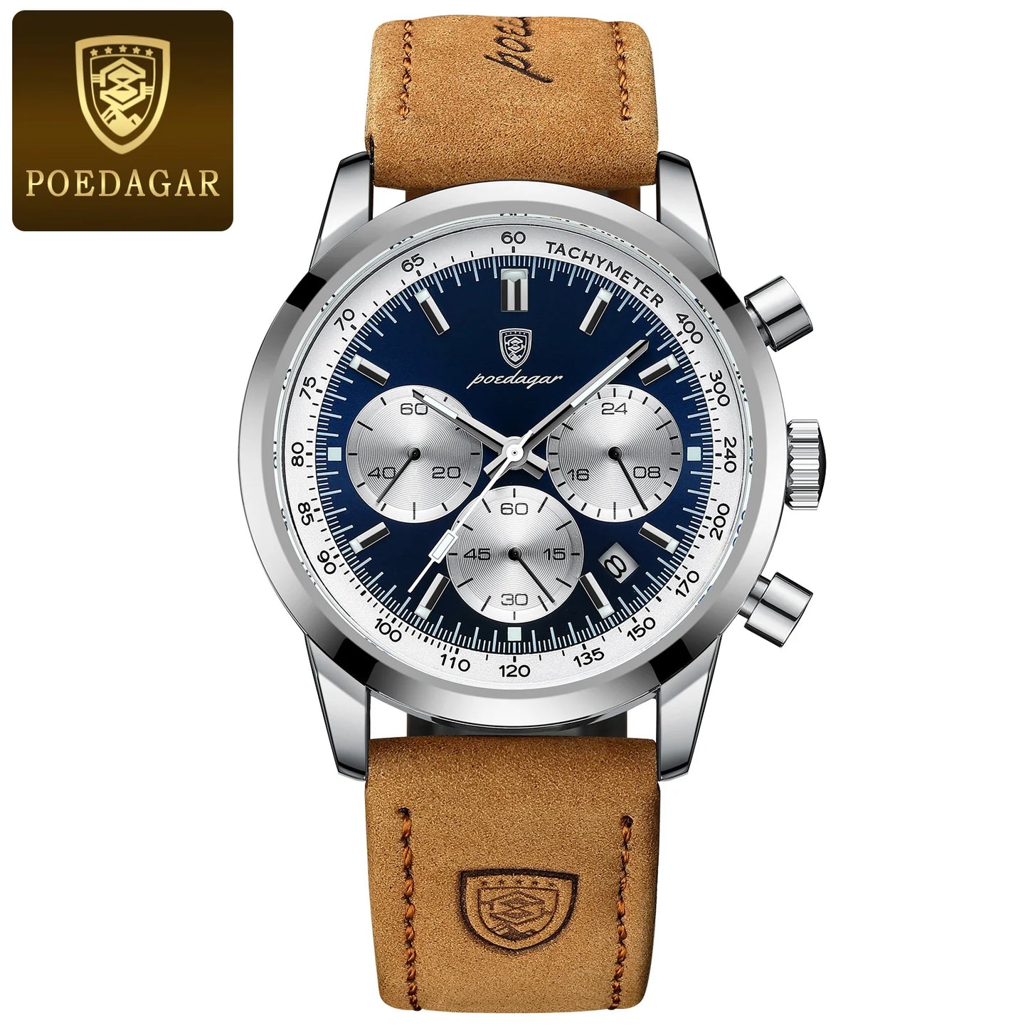 POEDAGAR Luxury Men Watch Waterproof Luminous Chronograph Date Stainless Steel Watch for Men Quartz Military Men's Watches Reloj