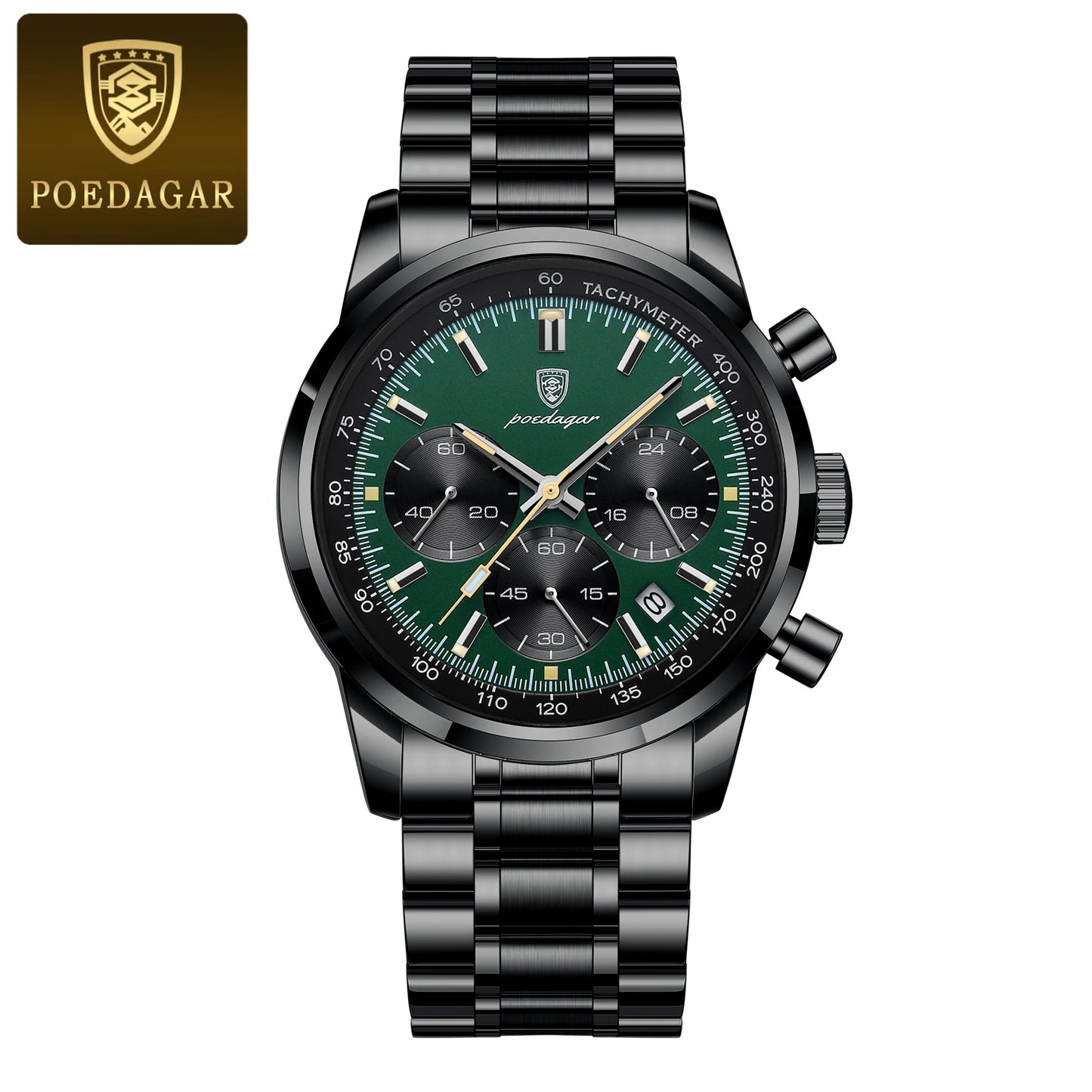 POEDAGAR Luxury Men Watch Waterproof Luminous Chronograph Date Stainless Steel Watch for Men Quartz Military Men's Watches Reloj