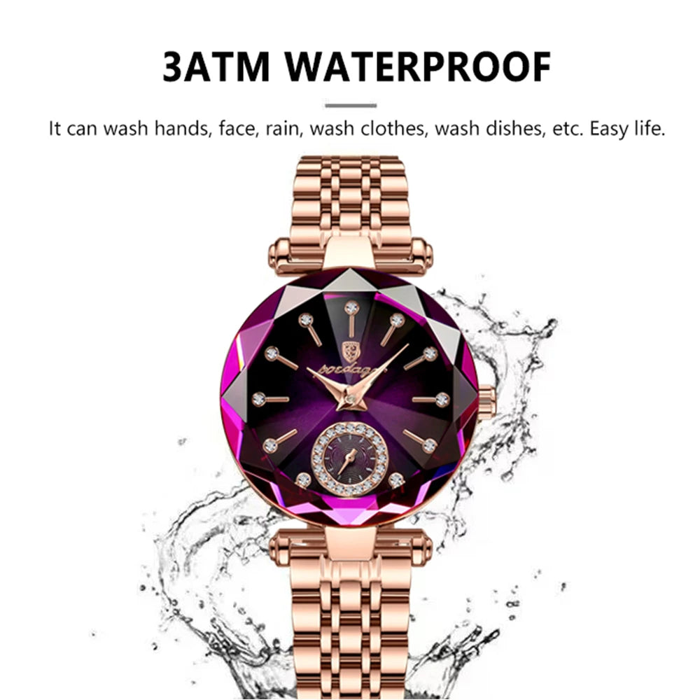 POEDAGAR Luxury Women Watch Top Brand Fashion Waterproof Stainless Steel Diamond Ladies Quartz Wristwatch Montre Femme Beautiful