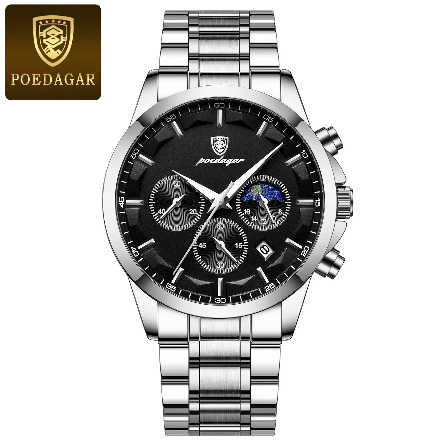 POEDAGAR Men Waterproof Chronograph Watch