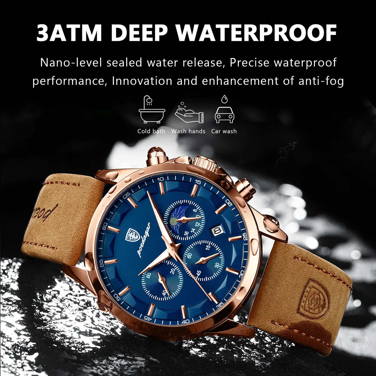 POEDAGAR Men Waterproof Chronograph Watch