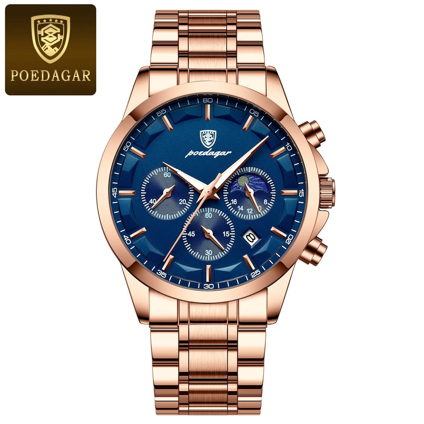 POEDAGAR Men Waterproof Chronograph Watch