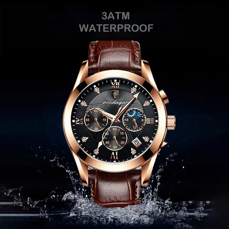 POEDAGAR Men Watches Stainless Steel Top Luxury Fashion Business Wristwatch Waterproof Luminous Quartz Watches Relogio Masculino