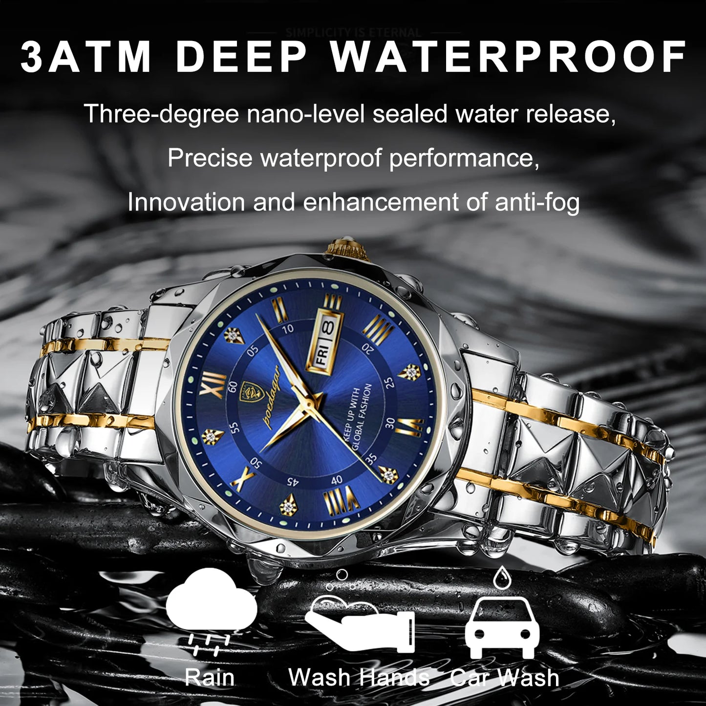 POEDAGAR Man Wristwatch Waterproof  Watch