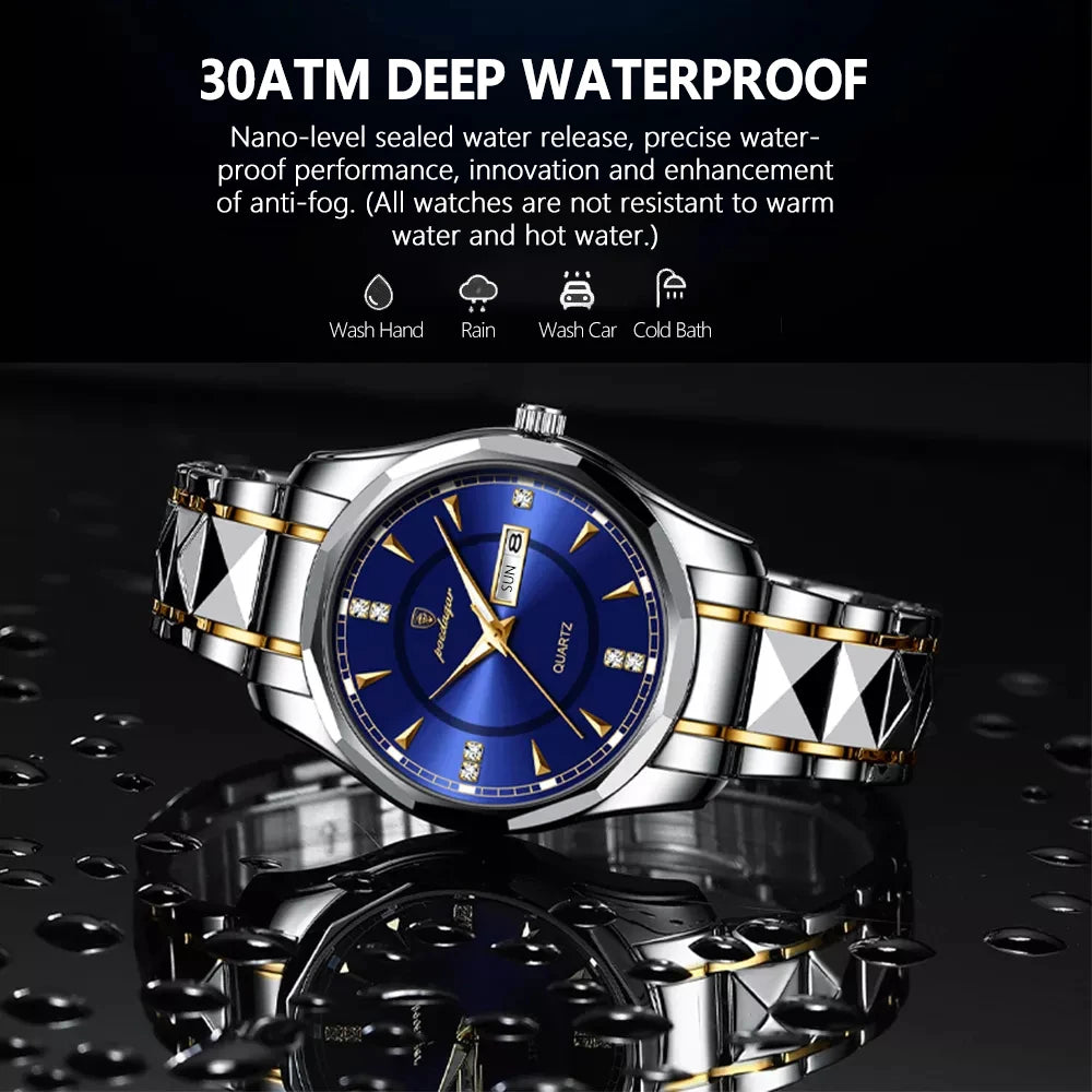 POEDAGAR Watch Luxury Quazt Men Watches Waterproof Luminous Date Man Wristwatch Fashion Sports Male Clock Box Gift