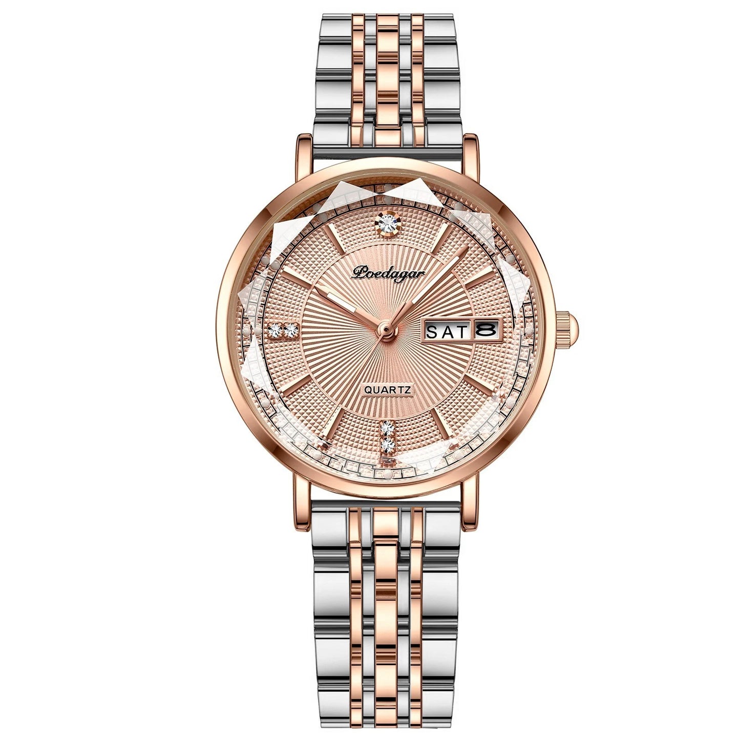 POEDAGAR Women Watch Rose Gold Fashion Quartz Watches Top Brand Luxury Ladies Wristwatch Waterproof Date Week Girlfriend Gift