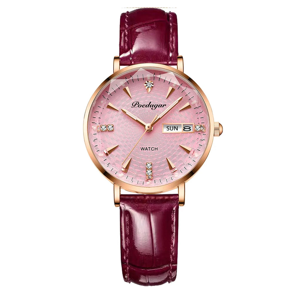 POEDAGAR Women Watch Rose Gold Stainless Steel Mesh Japan Quartz Movement Simple Waterproof Luminous Ladies watch relogio